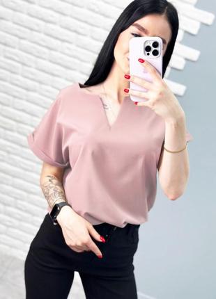 Женская блузка с вырезом и коротким рукавом3 фото