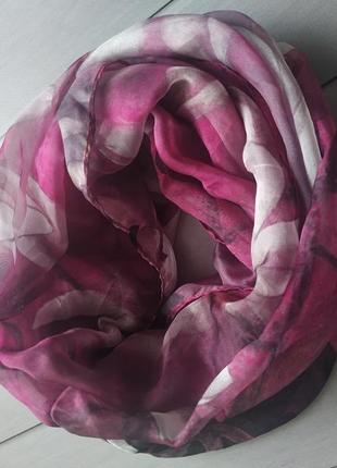 Шелковый шарф хомут nikan в цветочный принт1 фото