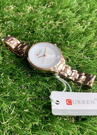 Женские часы металлические curren blanche розовое золото с белым3 фото