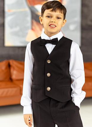 Жилетка детская, подростковая, классическая, школьная, для мальчика, жилет, черная