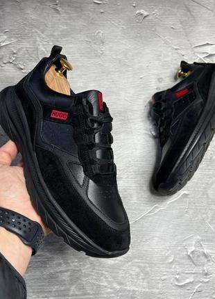 Чоловічі шкіряні кросівки hugo, мужские молодежные кроссовки с натуральной кожи