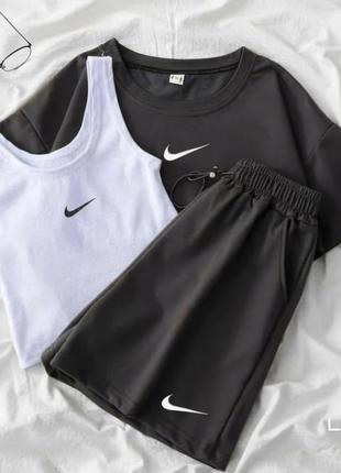 Женский костюм nike спортивный топ + шорты1 фото