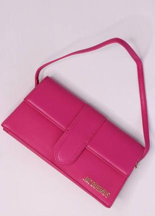 Женская сумка jacquemus le bambino long fuxia, женская сумка, брендовая сумка жакмюс, цвета фуксии5 фото