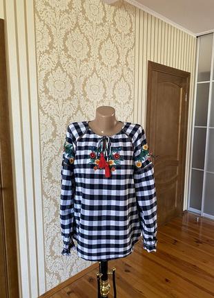 Дуже стильна блузка вишиванка сорочка з бавовни 👍6 фото