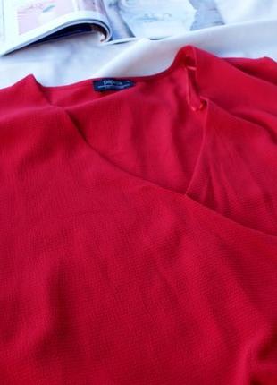 Красива червона блуза з імітацією запаху від papaya3 фото