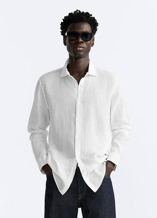 Сорочка zara лляна 6359 387 white