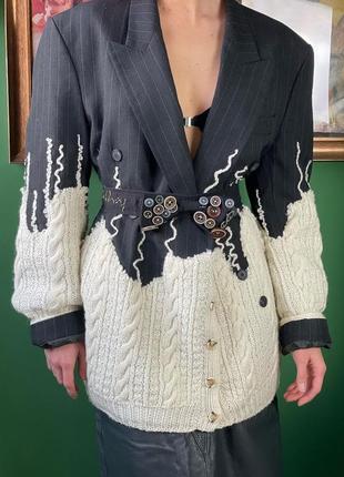 Винтажный кастомизированный шерстяной пиджак жакет5 фото