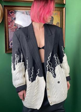 Винтажный кастомизированный шерстяной пиджак жакет8 фото