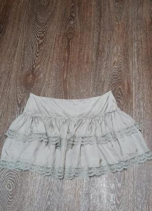 100% шелк красивая короткая юбка в романтичном стиле с воланами р.12 от miss selfridge7 фото