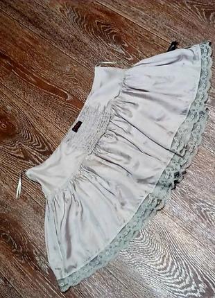 100% шелк красивая короткая юбка в романтичном стиле с воланами р.12 от miss selfridge8 фото