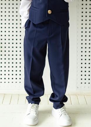 Брюки детские школьные, классические, подростковые, для мальчика, синие