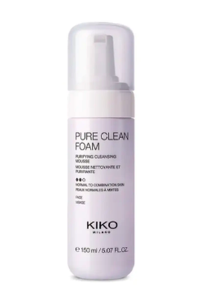 Очищающий и питательный мусс для лица kiko milano pure clean foam 150 ml7 фото