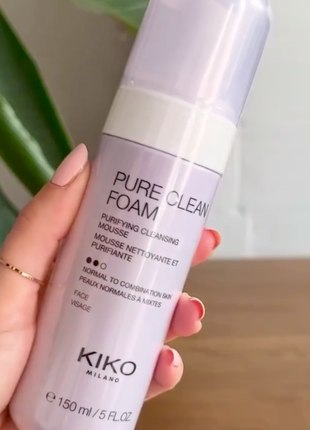 Очищающий и питательный мусс для лица kiko milano pure clean foam 150 ml2 фото