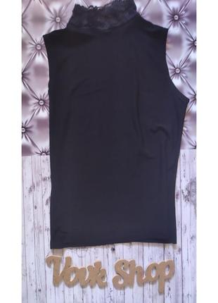 Майка маечка водолазка под шею под горло чорна черная чёрная с з кружевом кружевная лёгкая легка легкая