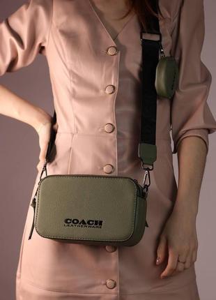 Жіноча сумка coach khaki, женская сумка, коуч кольору хакі2 фото
