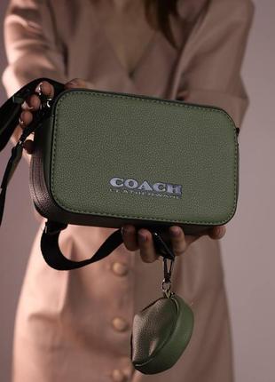 Жіноча сумка coach khaki, женская сумка, коуч кольору хакі1 фото