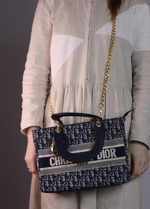 Женская сумка christian dior dark blue with gold, женская сумка, брендовая сумка, кристиан диор темно-синего ц4 фото