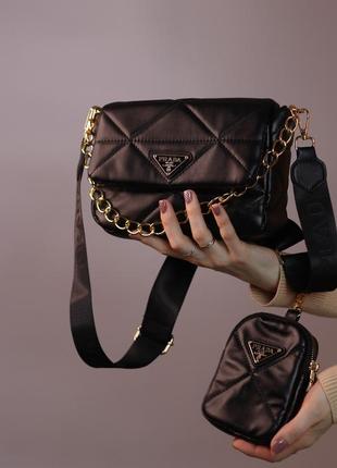 Женская сумка prada black женская сумка, брендовая сумка prada black3 фото