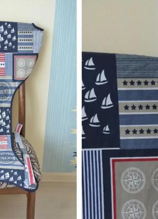 Мобильный тканевый стульчик накидка переносная дорожная для фиксации малыша при кормления feedseat "морской"