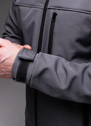 Куртка мужская softshell весенняя осенняя rate серая ветровка софт шелл на флисе4 фото