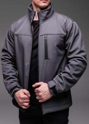 Куртка чоловіча softshell весняна осіння rate сіра вітровка софт шелл на флісі
