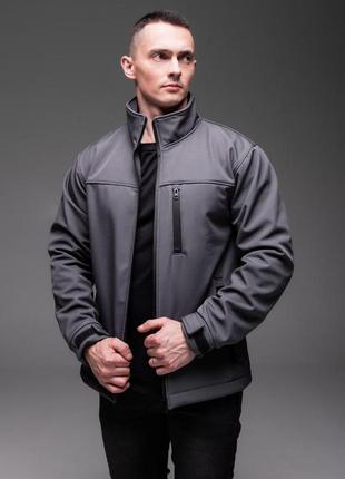 Куртка мужская softshell весенняя осенняя rate серая ветровка софт шелл на флисе7 фото