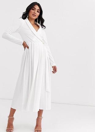 Платье миди с длинными рукавами и пряжкой asos design