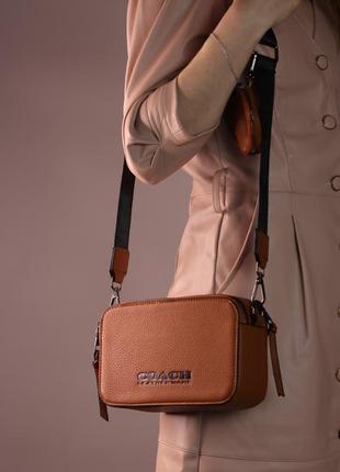 Женская сумка coach brown, женская сумка коуч коричневого цвета5 фото