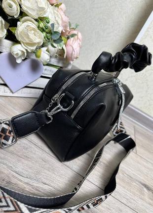 Женская стильная и качественная сумка из мягкой эко кожи на 2 отдела черная6 фото