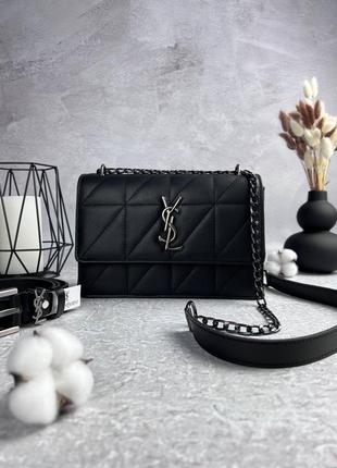 Сумка saint laurent (ysl) black nickel черная стеганая на два отделения