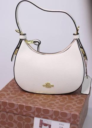 Женская сумка coach kleo hobo white lux, женская сумка, коуч белого цвета