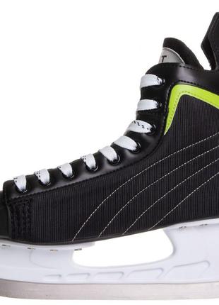 Коньки хоккейные zelart z-0890 размер 34-45 черный-салатовый4 фото