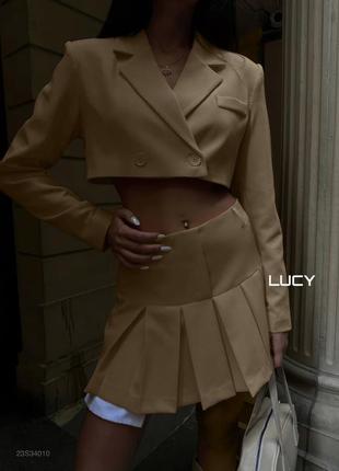 Распродажа! стильный костюм - мини юбка + укороченный пиджак luc-4772 фото