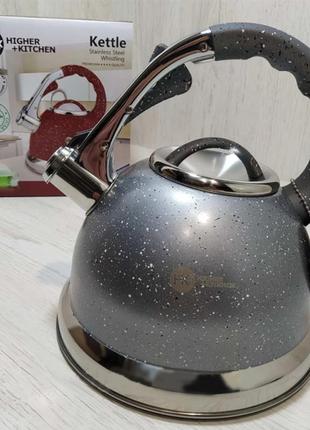 Чайник зі свистком гранітний higher+kitchen zp-021 3.5 л6 фото
