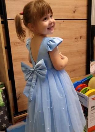 Платье праздничное для девочки голубое очень нежное небесное жемчужина на 5 6 лет 116 120 1224 фото