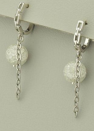 Серьги  кварц  (родий)