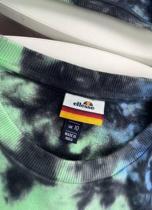 Вкорочений світшот ellesse тай дай оригінал кофта в розводах з лампасами6 фото