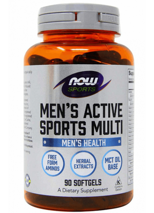 Вітаміни та мінерали now foods men's active sports multi - 90 софт гель1 фото