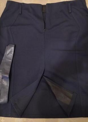 Классическая юбка темно-синяя3 фото