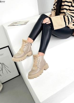 Зимові черевики з хутром teddy -натуральна шкіра , лак