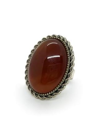 💍🦊 овальное кольцо в винтажном стиле натуральный камень агат