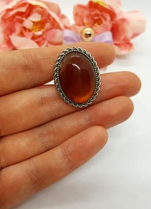 💍🦊 овальное кольцо в винтажном стиле натуральный камень агат5 фото