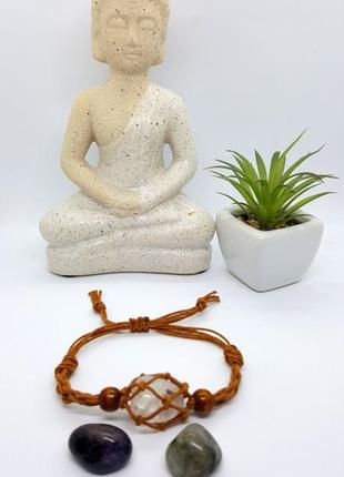 💫🏵️ плетеный браслет-сеточка в стиле макраме с набором 3-х сменных натур. камней2 фото