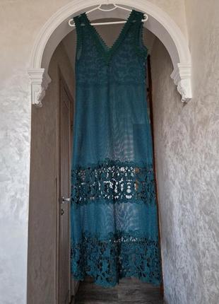 Прозрачное зеленое длинное платье zara5 фото