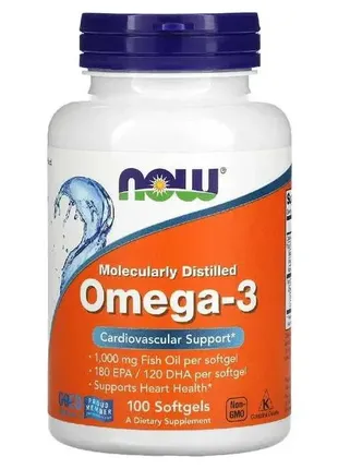 Омега-3 1000 mg — 100 капсул — now foods-ша