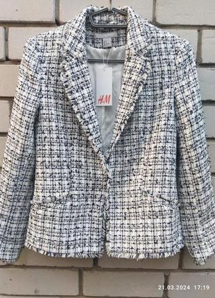 Пиджак твидовый классический с подкладкой фирмы н&м, страна производитель германия.1 фото