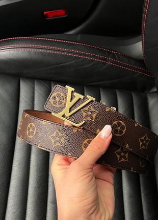 Коричневый кожаный ремень lv