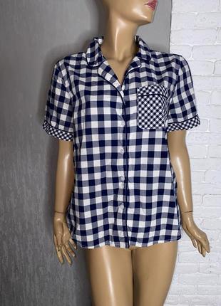 Винтажная блуза на пуговицах блузка рубашка на короткий рукав винтаж land’s end, m-l1 фото