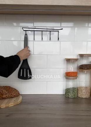 Гачки для кухонних приладів на стіну 27х9х7,5 см органайзер на шафу для аксесуарів тримач для рушників2 фото