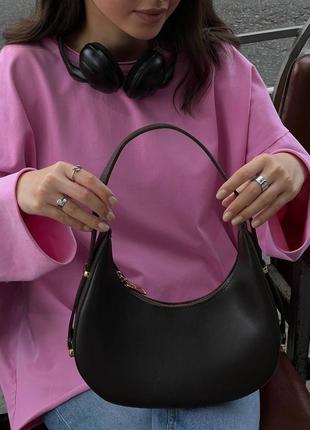 Женская сумка багет, среднего размера, маленькая, с короткой ручкой, кожаная, экокожа, искусственная кожа, полумесяц, сумочка, базовая, прямоугольная, круглая2 фото